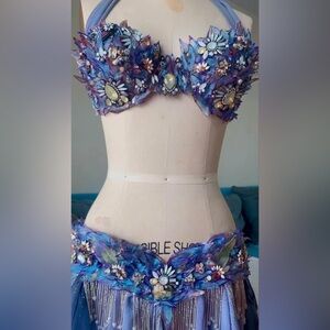 Floral Lilac Embellished Purple Bellydance Costume